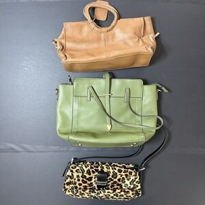 Lot Of 3 Women's Purses Leather Cheetah Print Multi Style